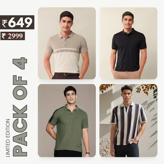 Combo Pack Of 4 | Men's Style & Comfort Premium T-Shirts