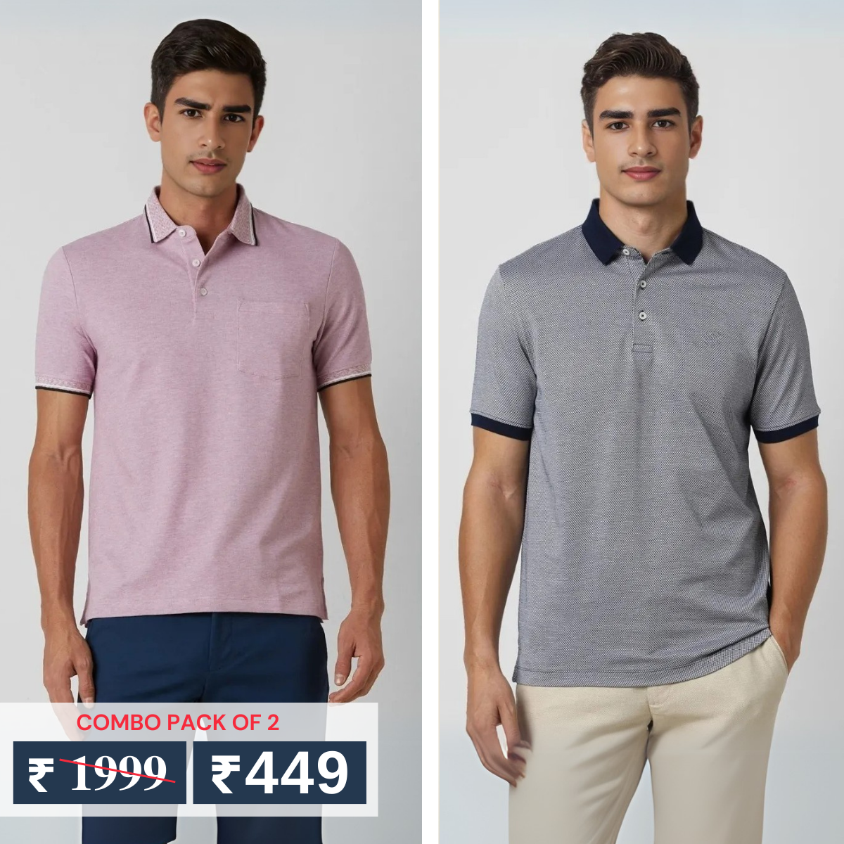 Pack of 2 polo T- Shirts Classic Comfort : For Every Occasion