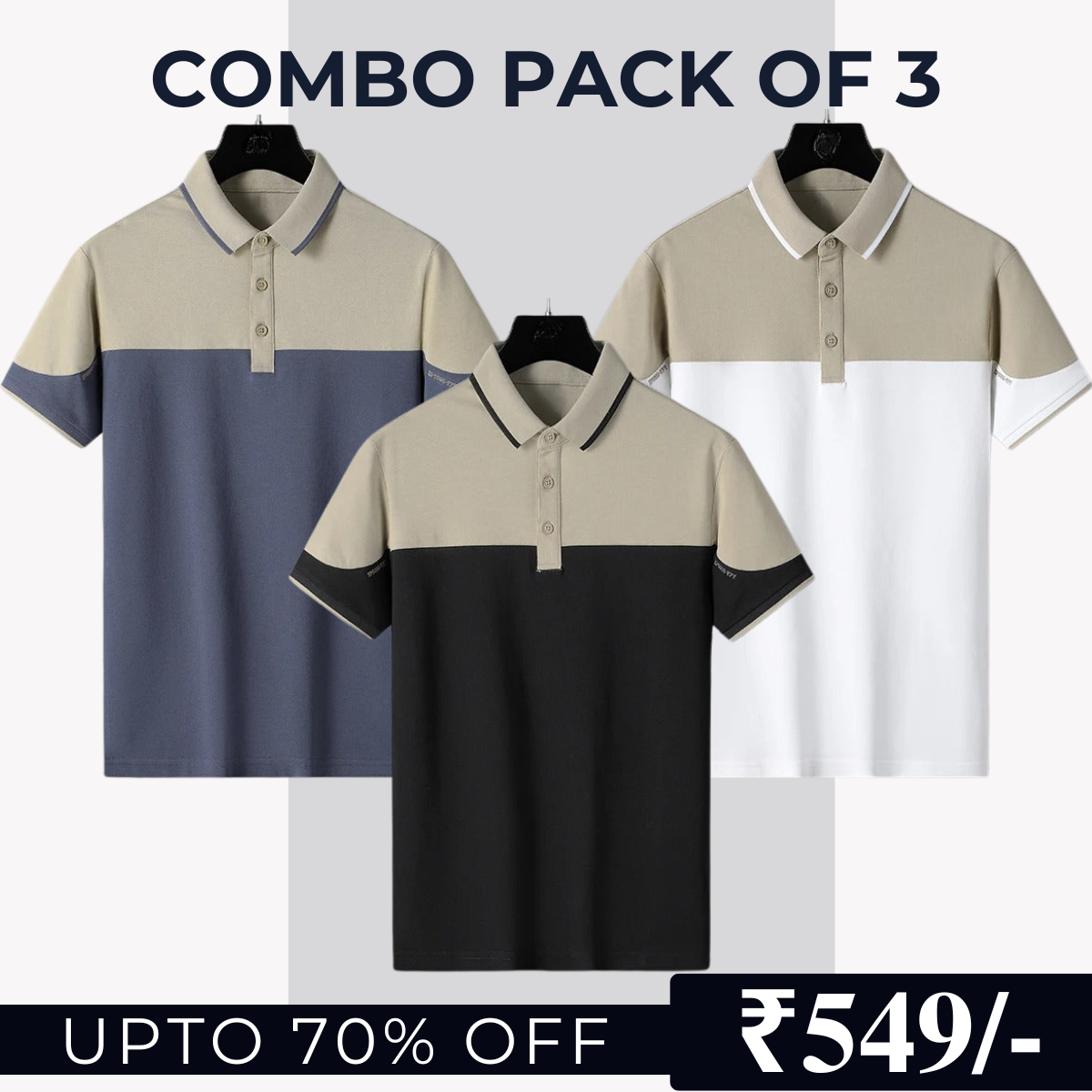 Combo Pack Of 3 | Men's Polo T-Shirts | Stylish & Comfortable