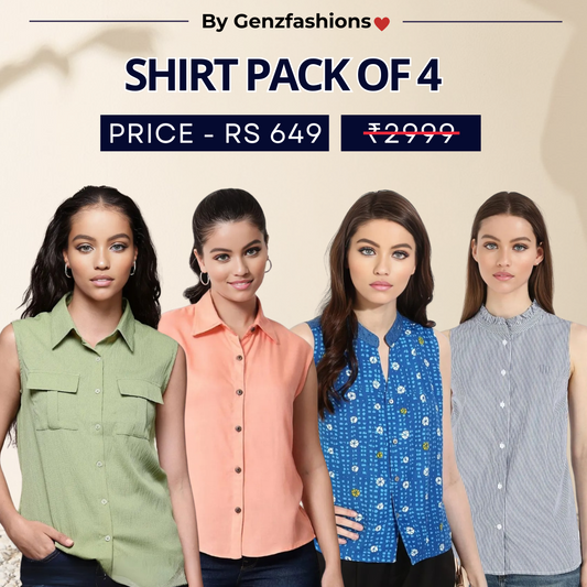 Pack of 4 Premium Sleeveless Shirts | Premium Printed Shirt