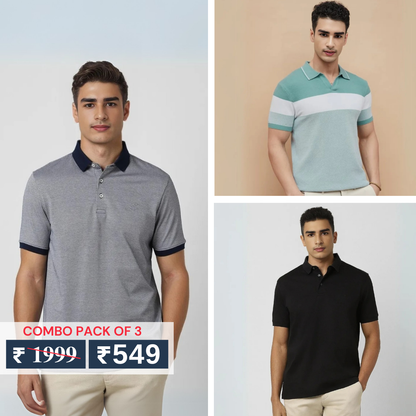 Combo Pack Of 3 | Men's Polo T-Shirts | Stylish & Comfortable