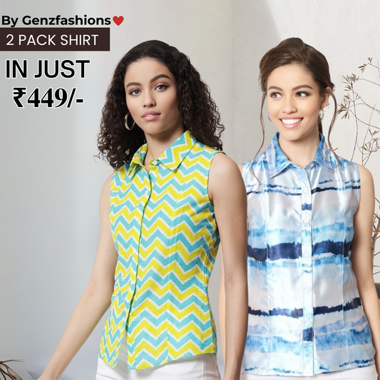 2 Combo Pack Printed Sleeveless Shirts for Every Occasion