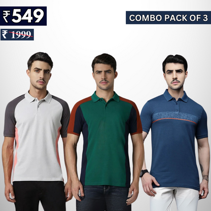 Combo Pack Of 3 | Men's Polo T-Shirts | Stylish & Comfortable