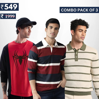 Combo Pack Of 3 | Men's Polo T-Shirts | Stylish & Comfortable