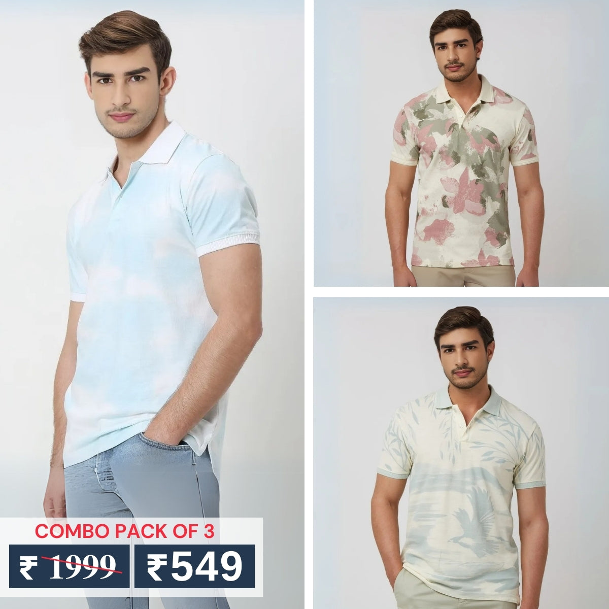 Combo Pack Of 3 | Men's Polo T-Shirts | Stylish & Comfortable