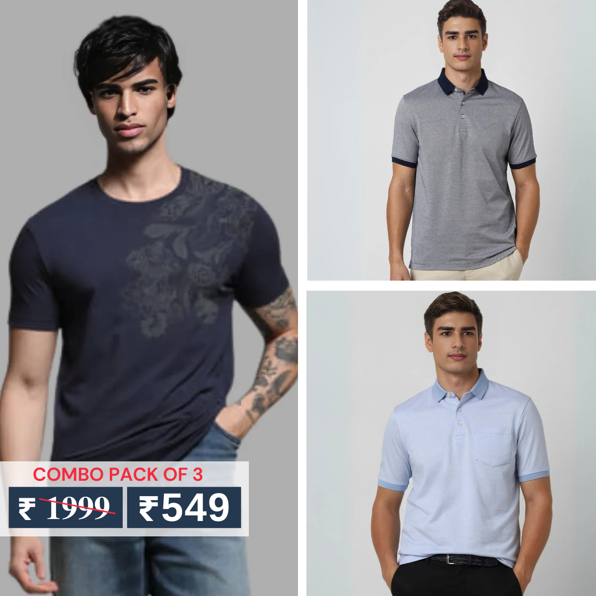 Combo Pack Of 3 | Men's Polo T-Shirts | Stylish & Comfortable