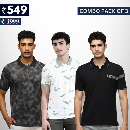 Combo Pack Of 3 | Men's Polo T-Shirts | Stylish & Comfortable