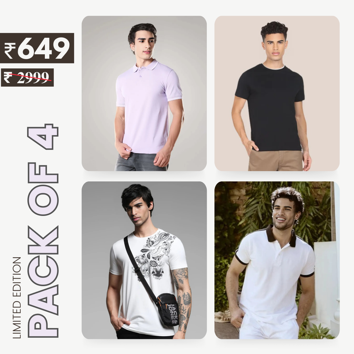 Combo Pack Of 4 | Men's Style & Comfort Premium T-Shirts