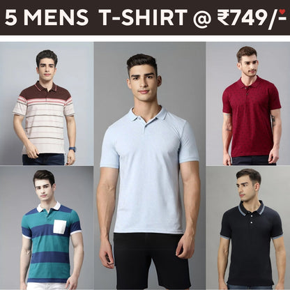 Style with a 5-Pack of Premium Half-Sleeve T-Shirts for Men