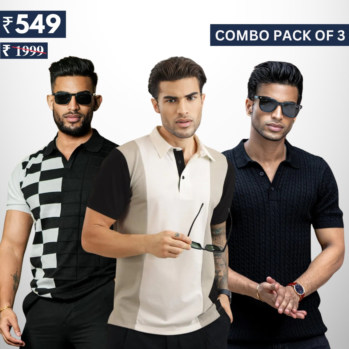 Combo Pack Of 3 | Men's Polo T-Shirts | Stylish & Comfortable