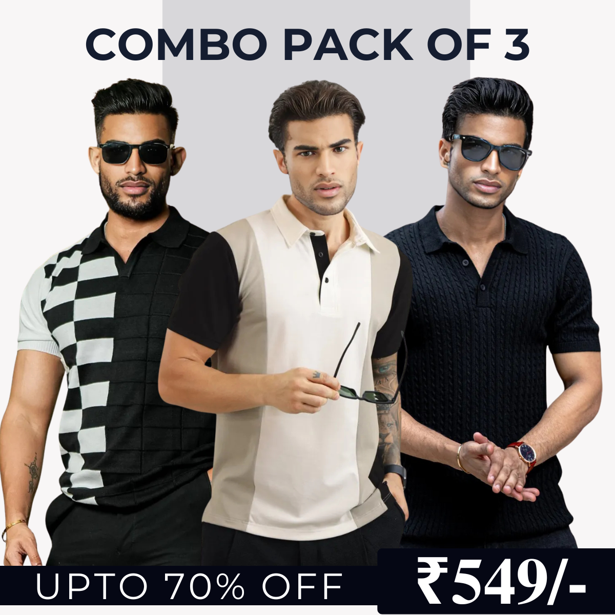 Combo Pack Of 3 | Men's Polo T-Shirts | Stylish & Comfortable