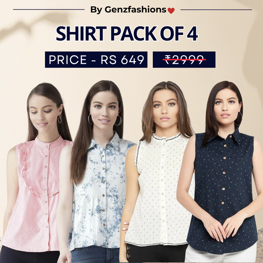 Pack of 4 Premium Sleeveless Shirts | Premium Printed Shirt