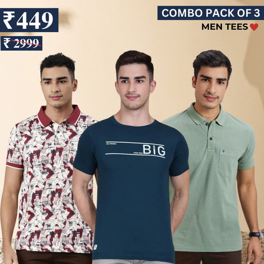Casual Cool: 3 Essential Combo Tees for Men | C-09
