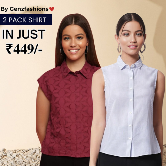 2 Combo Pack Printed Sleeveless Shirts for Every Occasion