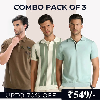 Combo Pack Of 3 | Men's Polo T-Shirts | Stylish & Comfortable