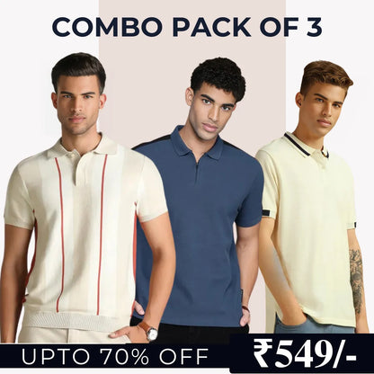 Combo Pack Of 3 | Men's Polo T-Shirts | Stylish & Comfortable