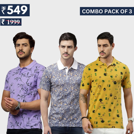 Combo Pack Of 3 | Men's Polo T-Shirts | Stylish & Comfortable