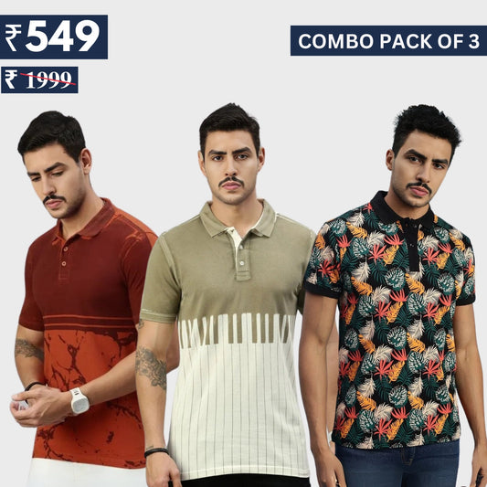 Combo Pack Of 3 | Men's Polo T-Shirts | Stylish & Comfortable