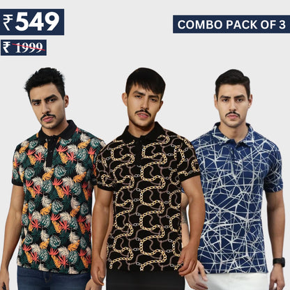 Combo Pack Of 3 | Men's Polo T-Shirts | Stylish & Comfortable