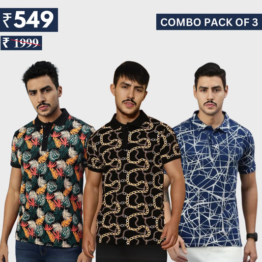 Combo Pack Of 3 | Men's Polo T-Shirts | Stylish & Comfortable