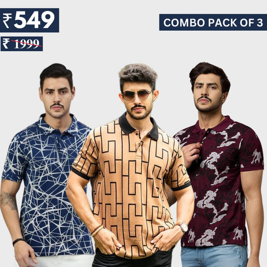 Combo Pack Of 3 | Men's Polo T-Shirts | Stylish & Comfortable