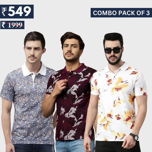 Combo Pack Of 3 | Men's Polo T-Shirts | Stylish & Comfortable