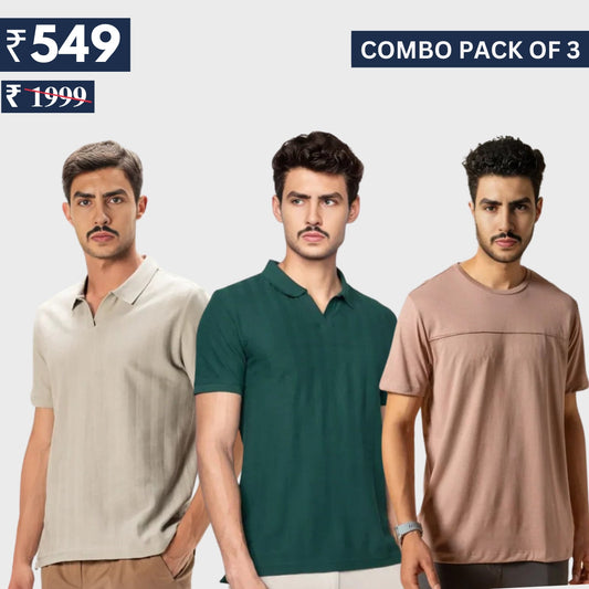 Combo Pack Of 3 | Men's Polo T-Shirts | Stylish & Comfortable