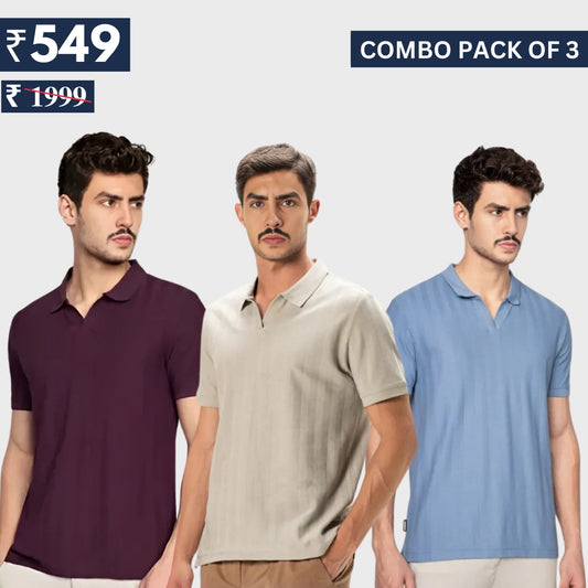 Combo Pack Of 3 | Men's Polo T-Shirts | Stylish & Comfortable