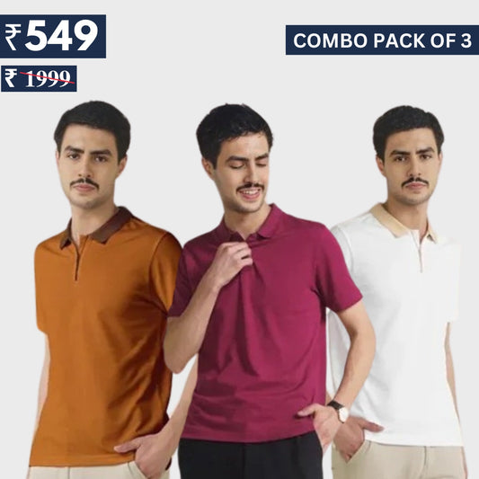 Combo Pack Of 3 | Men's Polo T-Shirts | Stylish & Comfortable
