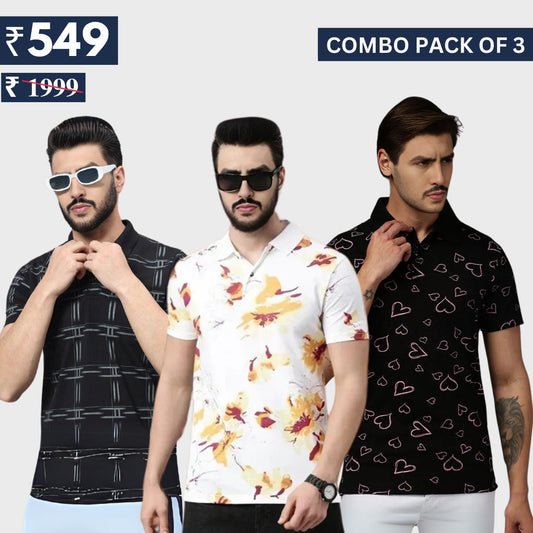 Combo Pack Of 3 | Men's Polo T-Shirts | Stylish & Comfortable