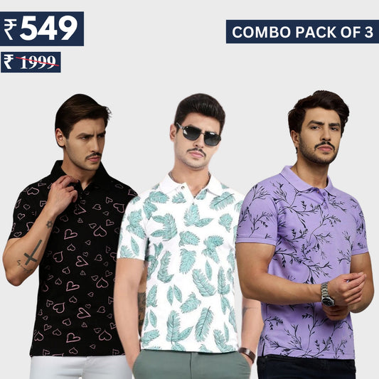 Combo Pack Of 3 | Men's Polo T-Shirts | Stylish & Comfortable